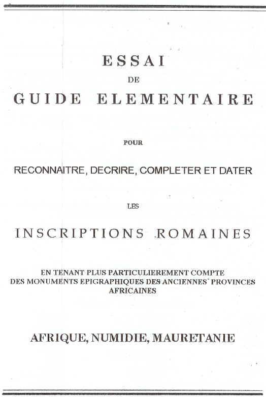 Essai de guide élémentaire pour inscriptions